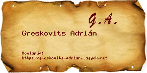 Greskovits Adrián névjegykártya